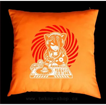 Dekorativní polštářek TEKNOSHOP Spiral Cat Dj tekno polštářek s potiskem modrý