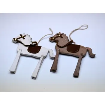 Vánoční dekorace Závěs koník se sedlem, Barva Hnědá