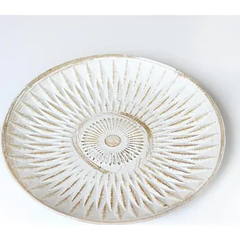 Talíř Dřěvěný talíř, patina, 29 cm