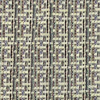 Kostýmovka smetanovo-žlutá N5112, barevný vzor, š.150