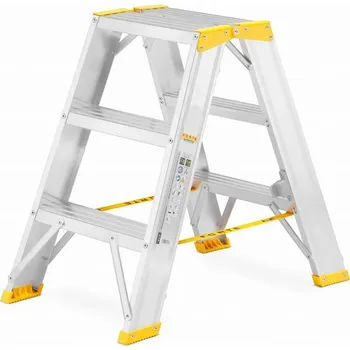 Schůdek Hliníkové skládací schůdky FORTE, oboustranné, pro profesionální použití, 2 x 3 stupně