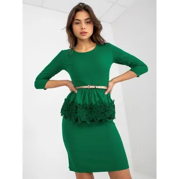 Dámské šaty Dámské šaty s 3/4 rukávy vypasované koktejlové ELOISE zelené