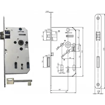 zadlabací zámek Zámek zadlabací, klíč D2255 P-L 72/55/80,čelo 20mm FABDOS (Visací zámky zámek na skříňku petlici)