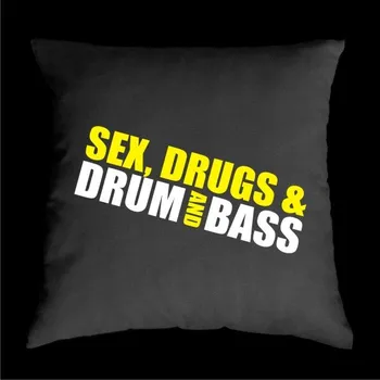 Dekorativní polštářek TEKNOSHOP SD a Drum a Bass dnb polštářek s potiskem modrý