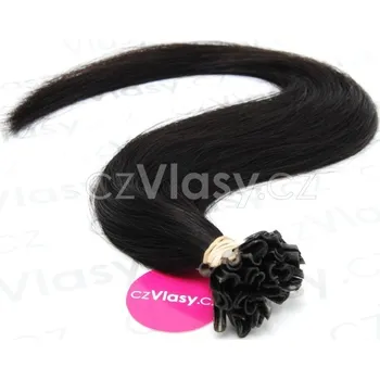 czVlasy.cz Indické vlasy na metodu keratin odstín 1A Délka: 40 cm, Hmotnost: 0,8 g/pramínek, REMY