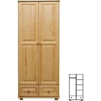 Šatní skříň ImportWorld Šatní skříň z masivu Ludvík věšák/police (Barva dřeva: Borovice)
