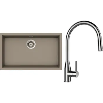 Granitový dřez Set Schock S29-7 (dřez Kiruna N-100XL Twilight + baterie Kavus.120 Nerez + komponenty Nerez)
