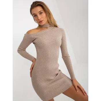 Dámské šaty Dámské šaty přiléhavé mini ANNE tmavě béžové