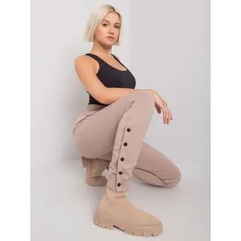 Dámské tepláky s knoflíky Cindy RUE PARIS tmavě béžové