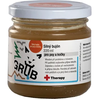 Krmivo pro psa GRUB BARF Therapy silný bujón pro psy a kočky hovězí 220 ml