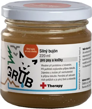 Krmivo pro psa GRUB BARF Therapy silný bujón pro psy a kočky hovězí 220 ml