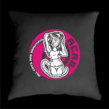 Dekorativní polštářek TEKNOSHOP A.C.A.B. Pink tekno polštářek s potiskem žlutý