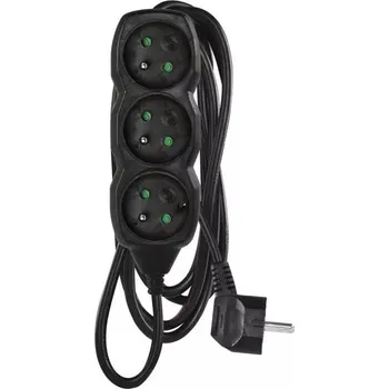 Prodlužovací kabel 1902230301 PC0313R Prodlužovací kabel 3 zásuvky, 3 m, 1,5 mm2, černá , Emos