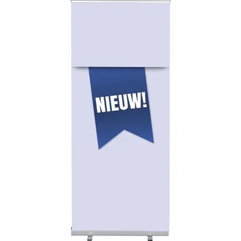 Značení Set Roll-baneru Budget s vytištěným motivem, šířka 85 cm, Novinka, modrý, holandsky