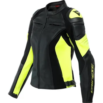 Moto bunda Dainese Dainese RACING 4 dámská sportovní kožená bunda černá/fluo-žlutá vel.46 46