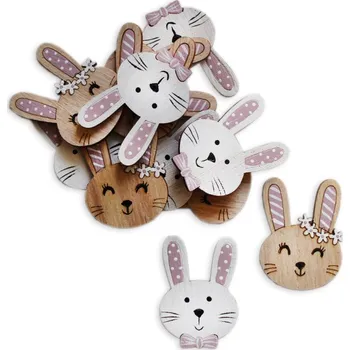 Velikonoční dekorace Zajíček dřevěné lepítko 4 cm - bílý