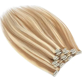 Příčesek Clip in vlasy k prodlužování 60cm, 120g - REMY, 100% lidské - světlý melír