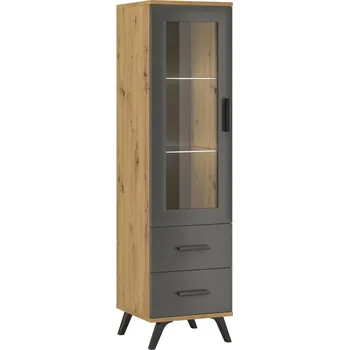 Nábytek FALCO Skříň prosklená police ze skla Roky 6 Grafit