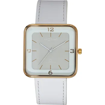 Hodinky NeXtime, Hodinky Square Wrist se zlatým ciferníkem bílé - Formadore