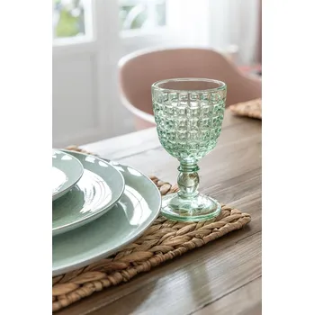 Sklenice Reliéfní zelená sklenička na noze Embossed - Ø8*17cm / 200ml