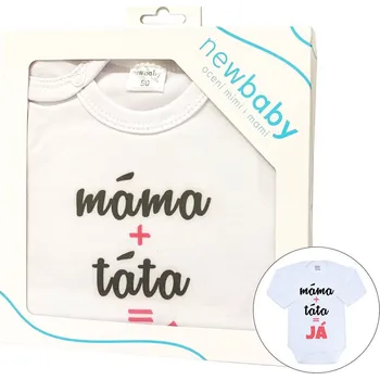 Body s potiskem New Baby máma plus táta rovná se JÁ - dárkové balení, vel. 50