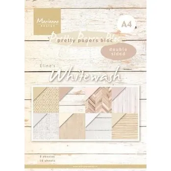 Umělecký papír Marianne Design Sada oboustranných papírů A4 Eline´s Whitewash