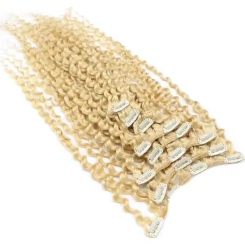 Příčesek Clip in kudrnaté vlasy 100% lidské REMY 50cm - nejsvětlejší blond