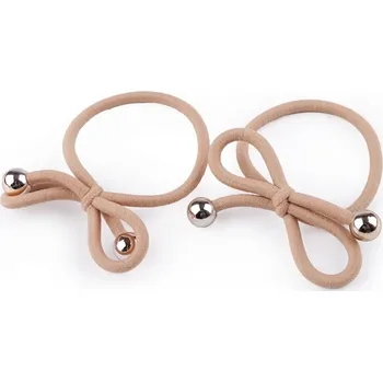 Béžové gumičky s korálky 2ks