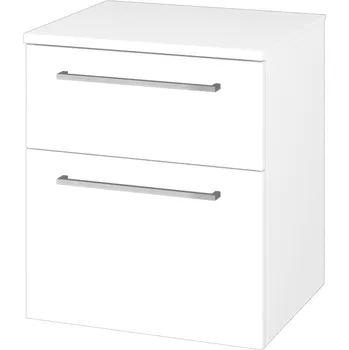 Koupelnový nábytek Dřevojas Nízká skříňka s košem na prádlo DOS SNZ2K 50 - N01 Bílá lesk / Úchytka T04 / N01 Bílá lesk