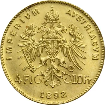 Münze Österreich Čtyřzlatník Františka Josefa I. 10 franků 1892 3,226 g