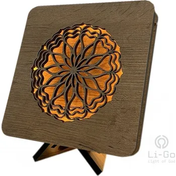 Lampička "Mandala srdce" lampa 19x19cm provedení povrchu: dub