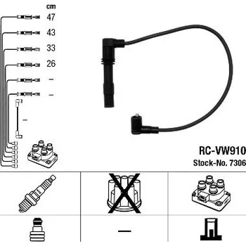 Zapalovací kabel Sada kabelů pro zapalování NGK RCVW910