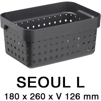 Úložný box Plastový košík SEOUL 6023 – organizér 18x26x13 cm – černá – NHG 15-6023-ce