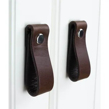 Nábytkové kování In-Design Nábytková kožená knopka NATURE malá, tm. hnědá kůže