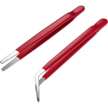 Kosmetická pinzeta TOOLCRAFT TO-6897171 sada pinzet, 2dílná, plochá-kulatá, plochá-kulatá, zahnutá