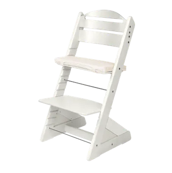 Jídelní židlička Jitro Dětská rostoucí židle Plus bílá Bílý klín + lněný