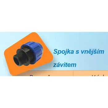 Vodovodní potrubí PE spojka s vnějším závitem 63 x 6/4"