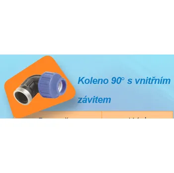 Vodovodní potrubí PE koleno mechanické 90° vnitřní závit 63 x 2"