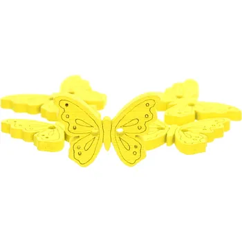 Knoflík Dřevěný knoflík motýl žlutý