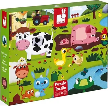 puzzle Janod Puzzle Tactile Zvířátka na farmě 20 dílků