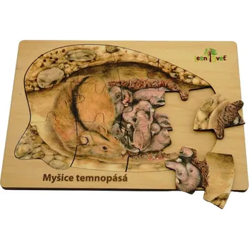 Puzzle Lesní svět Puzzle z lesa myšice (Dřevěné vkládací puzzle s krásnými motivy našich lesních tvorů. Puzzle z lesa myšice od českého výrobce Lesní svět. K výrobě byla použita překližka z ekologicky certifikovaného dřeva.)