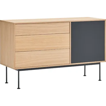 Komoda Antracitově šedá dubová komoda Teulat Yoko 128 x 45 cm