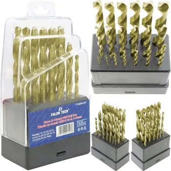 Vrták Sada titanových vrtáků 1-10mm 19ks (Komplet titanových vrtáků do železa 1 - 10mm)