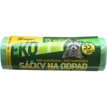 Pytle na odpadky Sáček do koše EKO zatahovací LDPE 35l - zelený (1role)