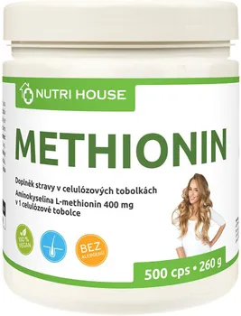 Aminokyselina Nutri House L-Methionin 400 mg 500 cps.