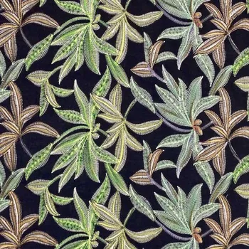 Galanterie Šatovka 21816 černá, vyšívané zelené listy, š.130/140