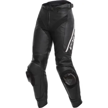 Moto kalhoty Dainese Dainese DELTA 3 LADY dámské kožené kalhoty černé/bílé vel.40 40