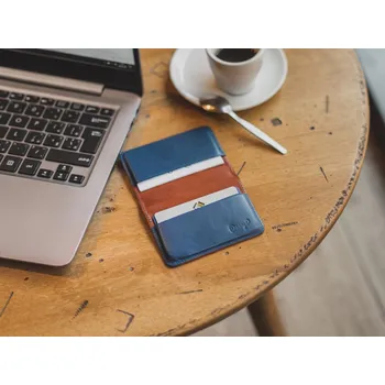 Peněženka Kožené pouzdro na karty hnědo/modrá
