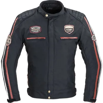 Moto bunda W-TEC Pánská textilní bunda Jawo černá s červeným a bílým pruhem - 5XL