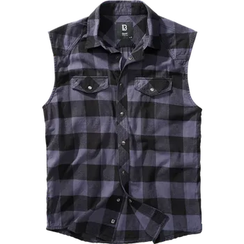 Pánská košile Košile Checkshirt Sleeveless černá | šedá 5XL